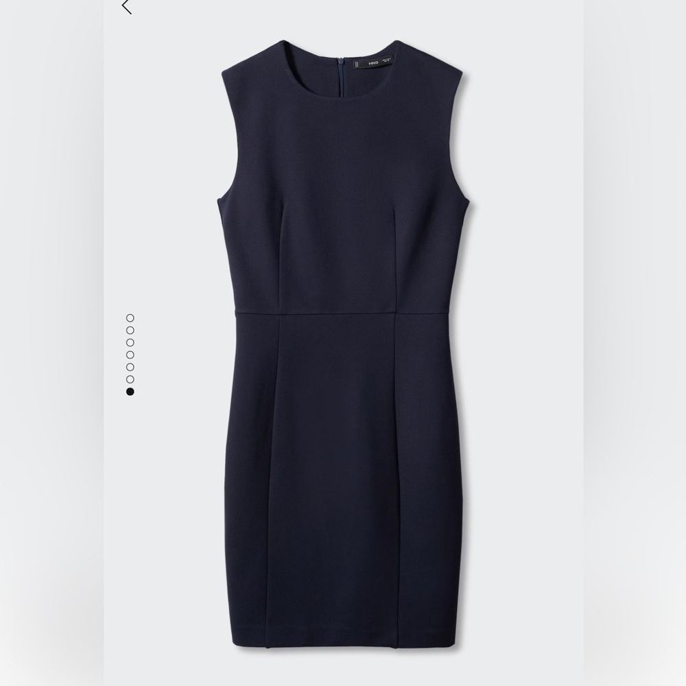 NWT Mango Roma-Knit Sleeveless Dress in dark navy, size US 10 - Picture 4 of 8